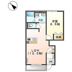 アムール 1LDKの間取図画像