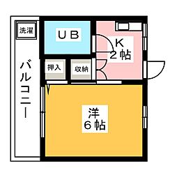 マルエ荘 1Kの間取図画像