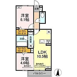 ルナメゾン 2LDKの間取図画像