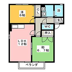 コーポジョイフル 2LDKの間取図画像