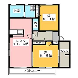 ステラB棟 2SLDKの間取図画像
