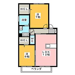ベルクロシェット 2LDKの間取図画像