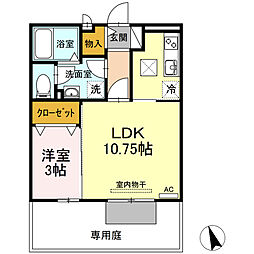 セジュールアン 1LDKの間取図画像