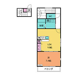 リノア 寿 2階1LDKの間取り