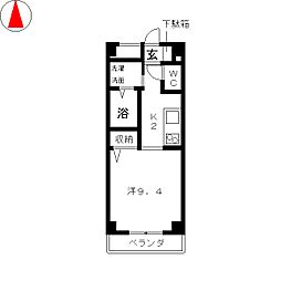 Ｔ−ＷＥＳＴ 7階1Kの間取り