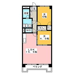 リエス豊田浄水 2LDKの間取図画像