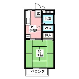 サンパーソン21A 1Kの間取図画像