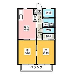 バリュージュ木村 2DKの間取図画像