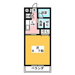 ブランクール元宮 1Kの間取図画像