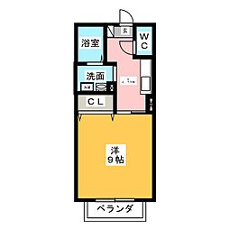 グランモアロイヤル 1Kの間取図画像