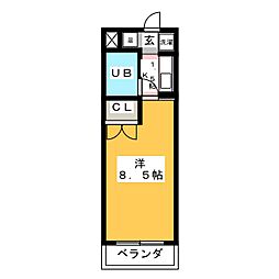 クラウン杉本C 1Kの間取図画像