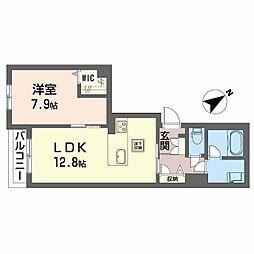 プレミアス平池 1LDKの間取図画像