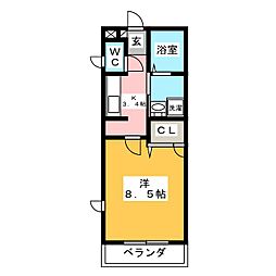 ヴァレースワンプ 1Kの間取図画像