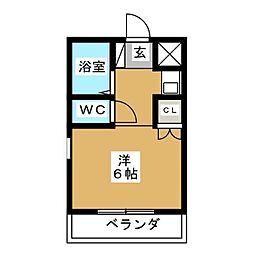 パークシティー水野 ワンルームの間取図画像
