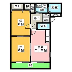 パレロワイヤル 2LDKの間取図画像