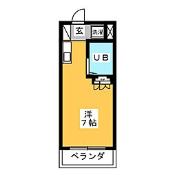 ドミール豊 ワンルームの間取図画像