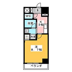 リバストン曙 1Kの間取図画像