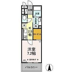 クインシー18 1Kの間取図画像