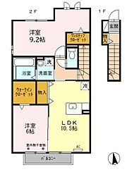 ウインズ平山 2LDKの間取図画像