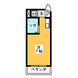 ドミール豊 ワンルームの間取図画像