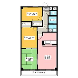 フェリス二本木 5階3LDKの間取り