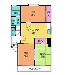 花井ハイツ大東 3LDKの間取図画像