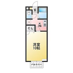 コーポみやび 1Kの間取図画像