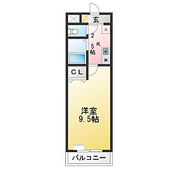 A・City東新町 1Kの間取図画像