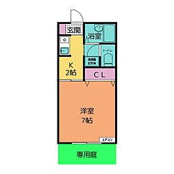 プチハイツA 1Kの間取図画像