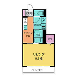 エトワール 1Kの間取図画像