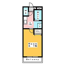 A・City二本木 1Kの間取図画像