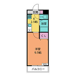 A・City東新町 1Kの間取図画像