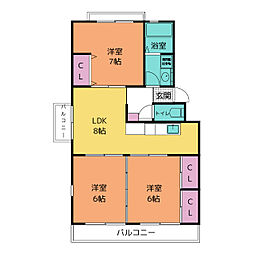 サンハイツ今本 3LDKの間取図画像