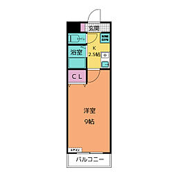 A・City東新町2 1Kの間取図画像