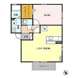 シャンテあき 1LDKの間取図画像