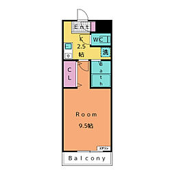 A・City姫小川 1Kの間取図画像