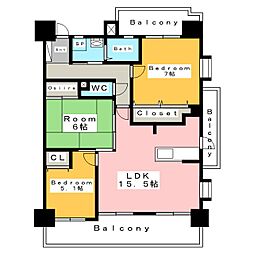 グローリアス新安城 3LDKの間取図画像