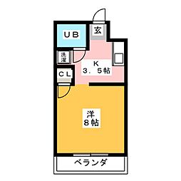 コーポパークサイド ワンルームの間取図画像