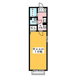 シャンテ岡田B棟 1Kの間取図画像