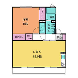 グリンパレス天神 1LDKの間取図画像
