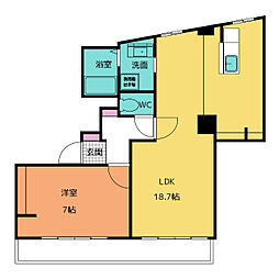 八幡マンション 1LDKの間取図画像