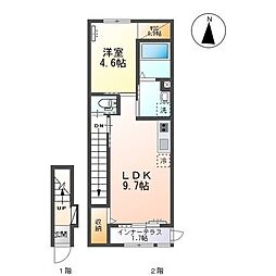 グレイスシャトーIII 2階1LDKの間取り