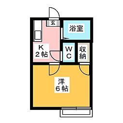 Ｋハイツ 1階1Kの間取り