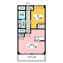 ブルーローズ 3階1LDKの間取り