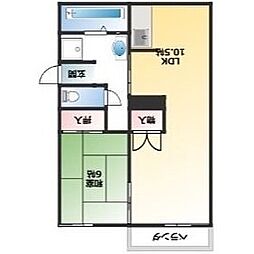 パークサイド清洲B棟 1LDKの間取図画像