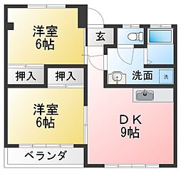 ブルーハイツ 2DKの間取図画像