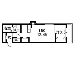ティンガーラ須ヶ口 EAST 1LDKの間取図画像