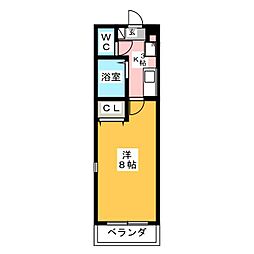 エクセランス小池2 1Kの間取図画像