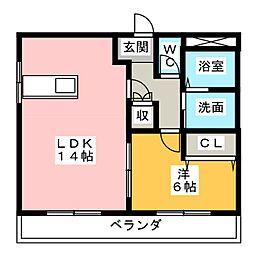 ジュエリー・てらざわ 1LDKの間取図画像
