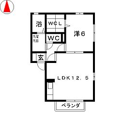 ファミーユたちばな 1LDKの間取図画像